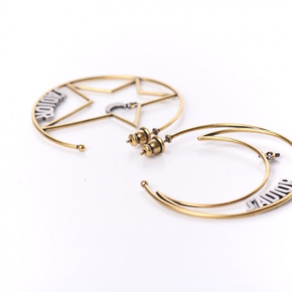 CD Moon Star J'Adior Asymmetrical Hoop Earrings Gold Palladium - Picture 4 of 4